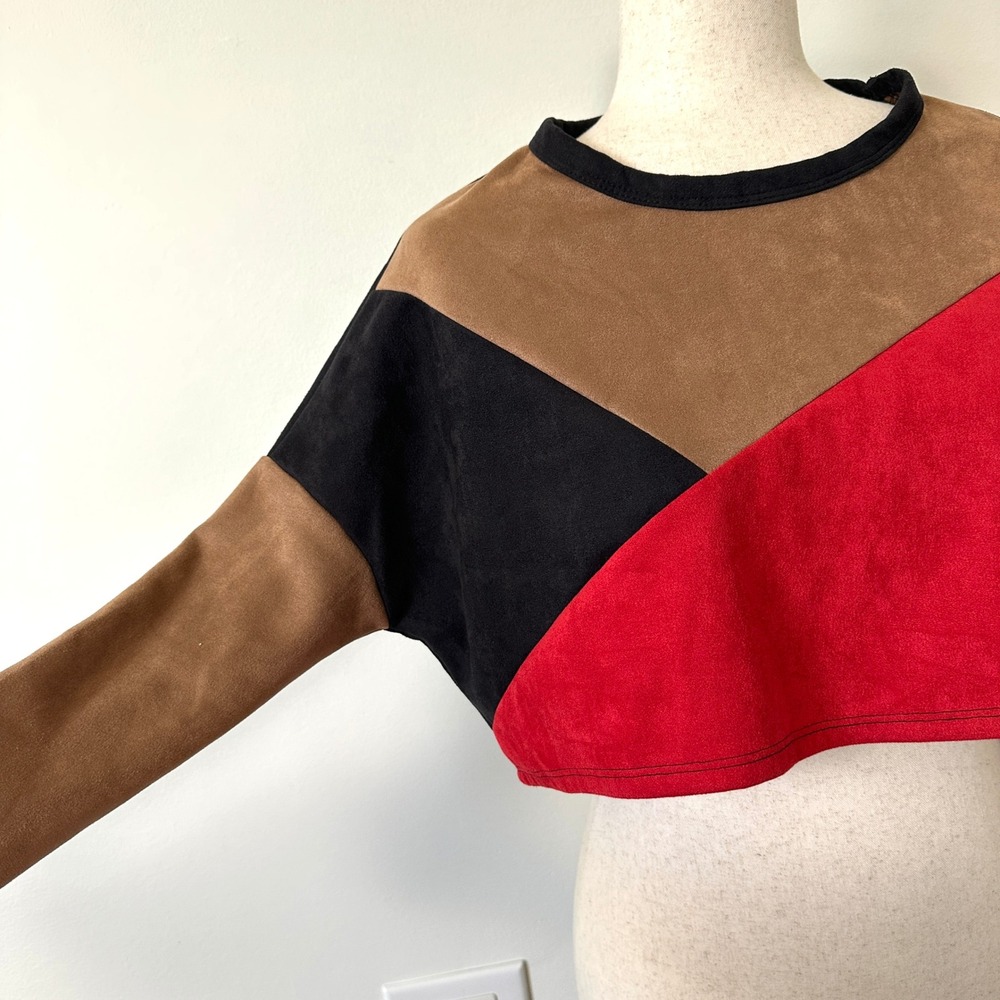 VTG Y2K Colorblock Crop Top Small Indie Sleaze Clubwear Made in USA - Picture 2 of 7